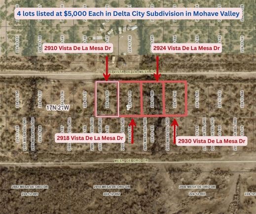 4 Lots On Vista De La Mesa Drive Mohave Valley, AZ Plot of land Active - Photo 1 of 4. Opens carousel modal