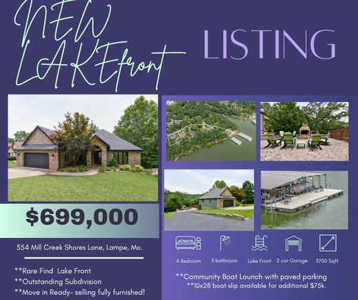 554 Mill Creek Shores Lane Lampe, MO House Active - Photo 1 of 39. Opens carousel modal